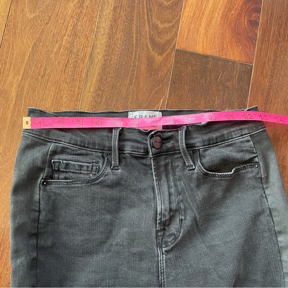 Frame Le Skinny de Jeanne Tuxedo Stripe Black Jeans Side Step Crop Pants Size 28 - Picture 11 of 12